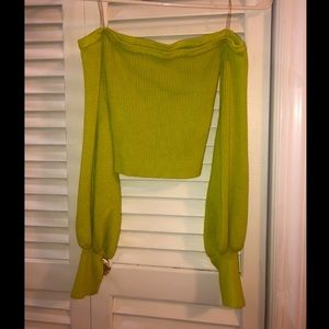 Off the shoulder crop sweater